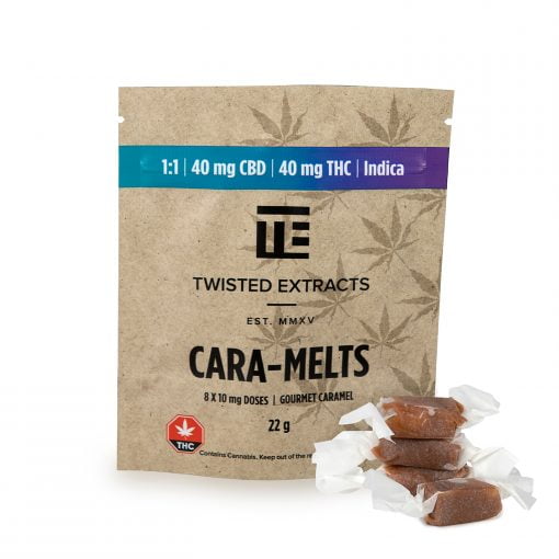 Twisted Extracts – 1:1 Indica Cara-Melts (40mg THC + 40mg CBD)