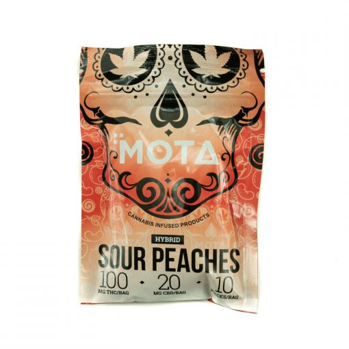 Mota – Sour Peaches Hybrid Medicated Gummies (100mg THC and 20mg CBD)