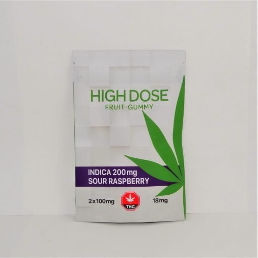 High Dose - Indica Sour Raspberry Gummy (200mg THC)